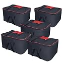 Goodwill Tech Big Storage Nylon Moisture Proof Bag with Zippered Closure for Blanket,Bed Sheets,Clothes (57 x 48 x 32 cm, Black) (Pack of 5)