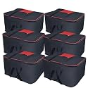 Goodwill Tech Big Storage Nylon Moisture Proof Bag with Zippered Closure for Blanket,Bed Sheets,Clothes (57 x 48 x 32 cm, Black) (Pack of 6)