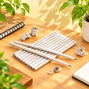 goodwill tech white paper pencil set  eco-friendly sustainable writing supplies  smooth writing pencils for kids students school amp office use white pencil 20