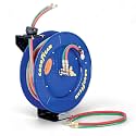 Goodyear Retractable Welding Hose Reel - 1/4" x 65' Twin Oxygen Acetylene Rubber Hoses, Heavy Duty Single Arm, 300 PSI Industrial Standard Dut
