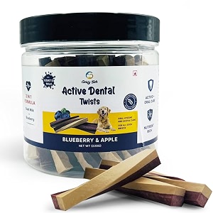 goofy tails active blueberry and apple dental stick 1100g 220g x 5 packs dog treats non vegetarian dental sticks for dogs chew sticks for dogs dog chew stick
