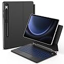 GOOJODOQ Magnetic Keyboard for Samsung Galaxy Tab S10+/ S7+/S8+/S9+/S7 FE/S9FE+ 12.4inch, with Floating Cantilever Stand, Anywhere Touchpad with LCD Display&7 Colors Backlit Wireless Keyboard