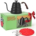 Gooseneck Kettle, Stovetop, Thermometer, Black, 40.6oz