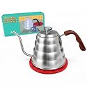 Gooseneck Kettle, Stovetop, Thermometer, Silver, 40.6oz