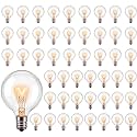 GOOTHY 50 Pack G40 Replacement Light Bulbs, 5W Incandescent Bulbs with E12 Candelabra Base, Clear Globe Replacement Light Bulbs for Outdoor String Lights Patio Backyard Garden Wedding Christmas Decor