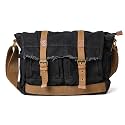 GOOTIUM Canvas Messenger Bag - Vintage Shoulder Bag Frayed Style Boho Purse
