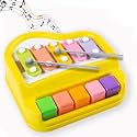 Gooyo 1512 Preschool Kids Educational Knock Playing Musical Xylophone Toy for Kids | 2 in 1 Mini Musical Piano and Xylophone Toy with Colorful Keys & 2 Mallets | Yellow | No Batteries Required