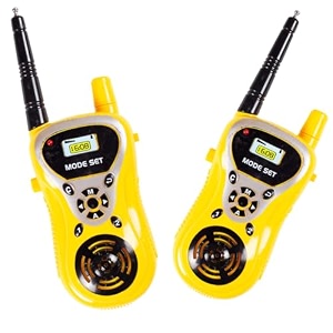 gooyo 7732 set of walkie talkie toy for giftkidsgirlsboys  antenna operated 2 way radio role play toy with range upto 15 feet  yellow color power source 3xaa battery not included
