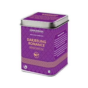 gopaldhara darjeeling white romance 100g tin can - classic series ftgfop1 premium white mellow sweet whole leaf tea