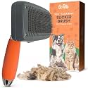 GoPets Self-Cleaning Slicker Brush for Dogs &amp; Cats, Deshedding &amp; Dematting