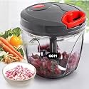 GOPI Food Chopper 1000ml, Steel Large Manual Hand-Press Vegetable Chopper Mixer Cutter to Cut Onion, Salad, Tomato, Potato (Pack of 1) 1000ml