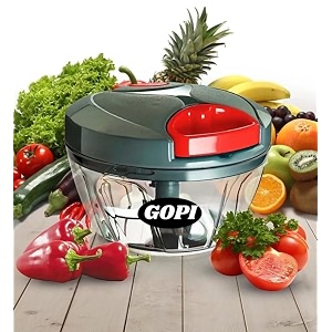 gopi multipurpose plastic vegetable chopper cutter 3 blades for effortlessly chopping vegetables and fruits for your kitchen pool grey 450 ml