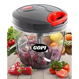 gopi ultra premium handy chopper with 6 blades for effortlessly chopping vegetables and fruits for your kitchen black 1000 ml 12420