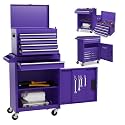 Goplus Purple Tool Chest, 5 Drawers Rolling Tool Cabinet w/Detachable Top Toolbox, Universal Lockable Wheels,Lock Bar,Protective Liner,Tool Rack, Metal Tool Storage Cart, Tool Box for Garage Workshop