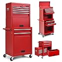 Goplus Tool Chest, 3-in-1 Rolling 6 Drawers Tool Cabinet with Detachable Top Toolbox, Middle Tool Storage, Universal Lockable Wheels, Protective Liner, Auto Lock, Metal Tool Box for Garage Workshop