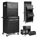 Goplus Tool Chest, 3-in-1 Rolling 6 Drawers Tool Cabinet with Detachable Top Toolbox, Middle Tool Storage, Universal Lockable Wheels, Protective Liner, Auto Lock, Metal Tool Box for Garage Workshop