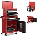 Goplus Tool Chest, 5 Drawers Rolling Tool Cabinet with Detachable Top Toolbox, Universal Lockable Wheels, Lock Bar, Protective Liner &amp; Tool Rack, Metal Tool Storage Cart, Tool Box for Garage Workshop