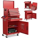 Goplus Tool Chest, 5 Drawers Rolling Tool Cabinet with Detachable Top Toolbox, Universal Lockable Wheels, Lock Bar, Protective Liner &amp; Tool Rack, Metal Tool Storage Cart, Tool Box for Garage Workshop