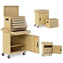 Goplus Tool Chest, 5 Drawers Rolling Tool Cabinet with Detachable Top Toolbox, Universal Lockable Wheels, Lock Bar, Protective Liner &amp; Tool Rack, Metal Tool Storage Cart, Tool Box for Garage Workshop