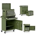 Goplus Tool Chest, 5 Drawers Rolling Tool Cabinet with Detachable Top Toolbox, Universal Lockable Wheels, Lock Bar, Protective Liner &amp; Tool Rack, Metal Tool Storage Cart, Tool Box for Garage Workshop