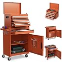 Goplus Tool Chest, 5 Drawers Rolling Tool Cabinet with Detachable Top Toolbox, Universal Lockable Wheels, Lock Bar, Protective Liner &amp; Tool Rack, Metal Tool Storage Cart, Tool Box for Garage Workshop