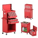 Goplus Tool Chest, 6 Drawers Rolling Tool Cabinet with Detachable Top Toolbox, Universal Lockable Wheels, Protective Liner, Auto Lock, Metal Tool Storage Cart, Tool Box for Garage Workshop