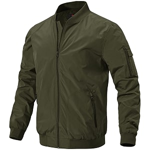 Gopune Mens Windproof Bomber Jacket Lightweight Windbreaker