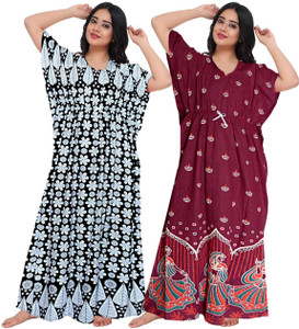 gorangani pack of 2 women nighty black maroon