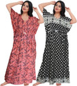 Gorangani Pack of 2 Women Nighty (Black, Pink)