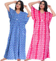 Gorangani Pack of 2 Women Nighty (Blue, Pink)