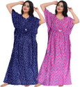 Gorangani Pack of 2 Women Nighty (Blue, Pink)