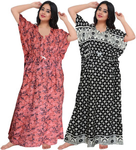 gorangani pack of 2 women nighty multicolor