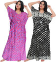 Gorangani Pack of 2 Women Nighty (Pink, Black)