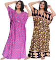 Gorangani Pack of 2 Women Nighty (Pink, Brown)