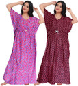 Gorangani Pack of 2 Women Nighty (Pink, Maroon)