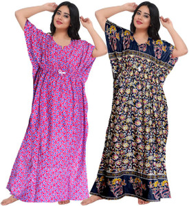 gorangani pack of 2 women nighty pink multicolor