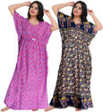 Gorangani Pack of 2 Women Nighty (Pink, Multicolor)