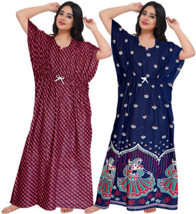 gorangani pack of 2 women nighty red blue