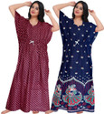 Gorangani Pack of 2 Women Nighty (Red, Blue)