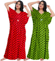 Gorangani Pack of 2 Women Nighty (Red, Green)