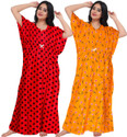 Gorangani Pack of 2 Women Nighty (Red, Yellow)