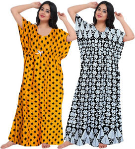 gorangani pack of 2 women nighty yellow black