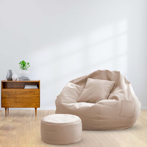 gorevizon opposed xxl bean bag with stool  cushion ready to use filled with beans bean bag chair  with bean filling beige