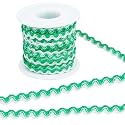 GORGECRAFT 16.4Yds x 8mm RIC Rac Bending Fringe Trim Wave Ribbons Christmas Green Woven Braided Fabric Ribbon for DIY Sewing Crafts Wedding Dress Clothing Embellishment Lace Party Gift Wrapping