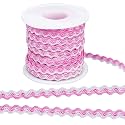 GORGECRAFT 16.4Ydsx 8mm RIC Rac Bending Fringe Trim Wave Ribbons Pearl Pink Woven Braided Fabric Ribbon for DIY Sewing Crafts Wedding Dress Clothing Embellishment Lace Party Gift Wrapping