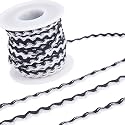 GORGECRAFT 17.5 Ydsx 8mm Wave Bending Fringe Trim Rick Rack Trim Black White RIC Rac Woven Braided Fabric Ribbon for DIY Sewing Crafts Wedding Dress Embellishment Lace Party Gift Wrapping