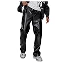 GORGLITTER Men's Leather Pants Baggy Western Concert Cowboy Rodeo Outfits