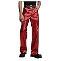 GORGLITTER Men's Leather Pants Baggy Western Concert Cowboy Rodeo Outfits