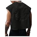 GORGLITTER Men's Sleeveless Cropped Shirt Crewneck Boxy Crop Top Streetwear