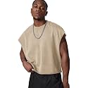 GORGLITTER Men's Sleeveless Cropped Shirt Crewneck Boxy Crop Top Streetwear